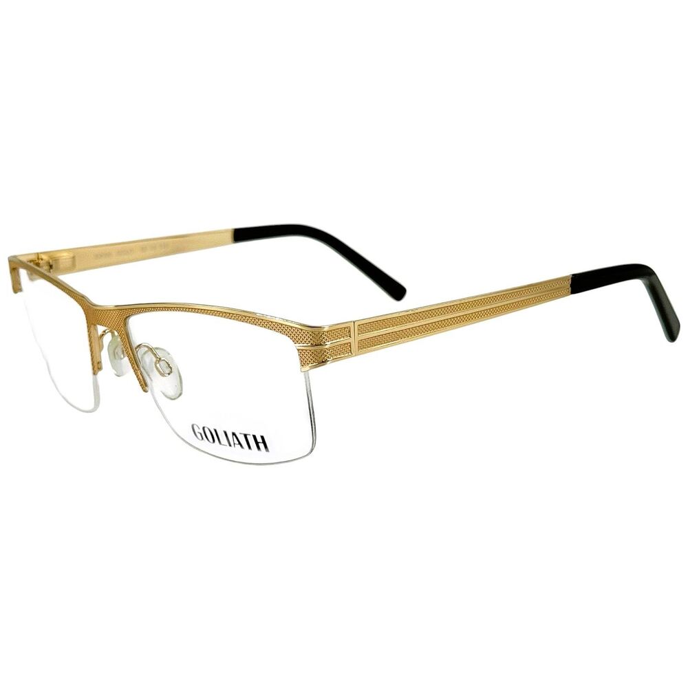 Goliath XXVIII Mens Metal Eyeglass Frame Gold 58-18 Spring Hinges France